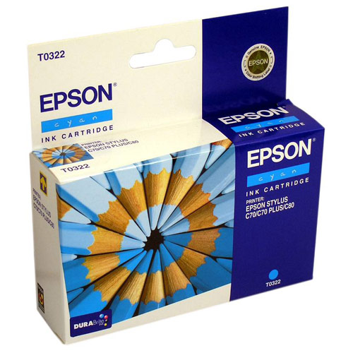 Genuine Original Epson T032290 Cyan Inkjet Cartridge for Stylus  C70 C80 C82 CX5100 CX5300