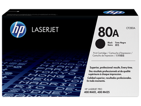 Original HP 80A Black LaserJet Toner Cartridge (CF280A) for M401d M401dn M425d (2,700pgs)