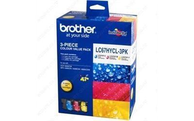 Original Brother LC67 HYCL3PK High Yield Colour Value Pack CMY Ink Tank for MFC490CW, 795CW, 990CW, 5890CW, 6490CW, 6890CDW (A3)  DCP585CW, 6690CW